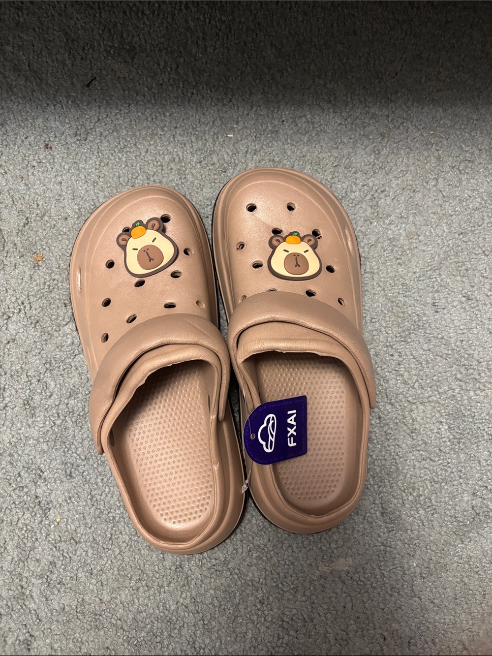 Girls Tan Bear Clog Sandals -
